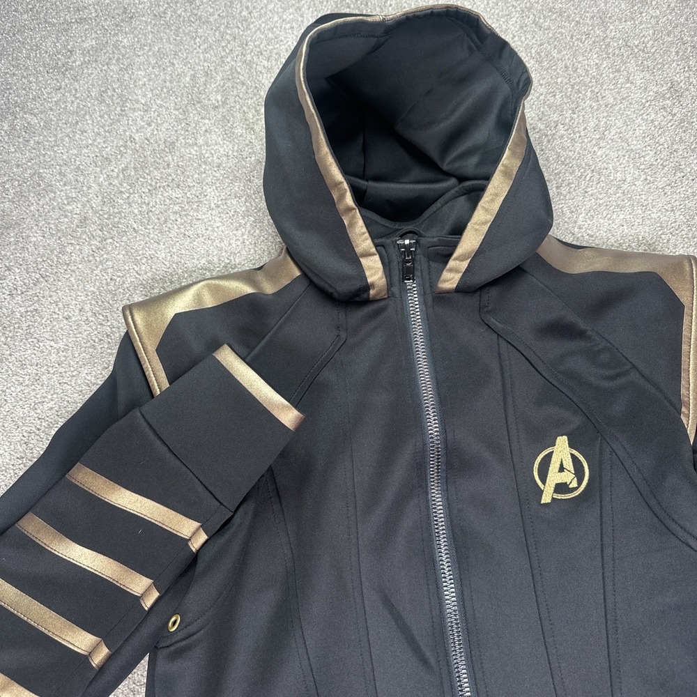Disney Marvel Avengers Endgame Hawkeye Ronin Jacket Small Black Gold Full Zip